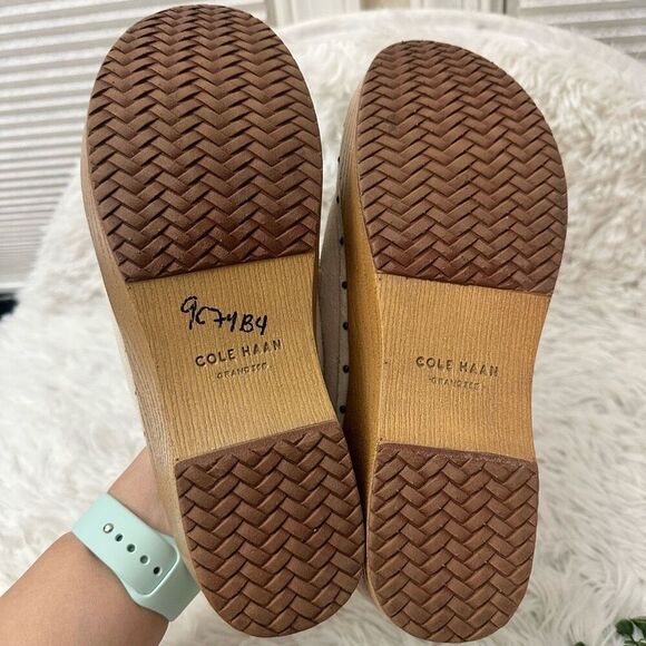 COLE HAAN All Day Bow Suede Clogs in Cream Platform Heel size 7B Womens‎ - Picture 7 of 9